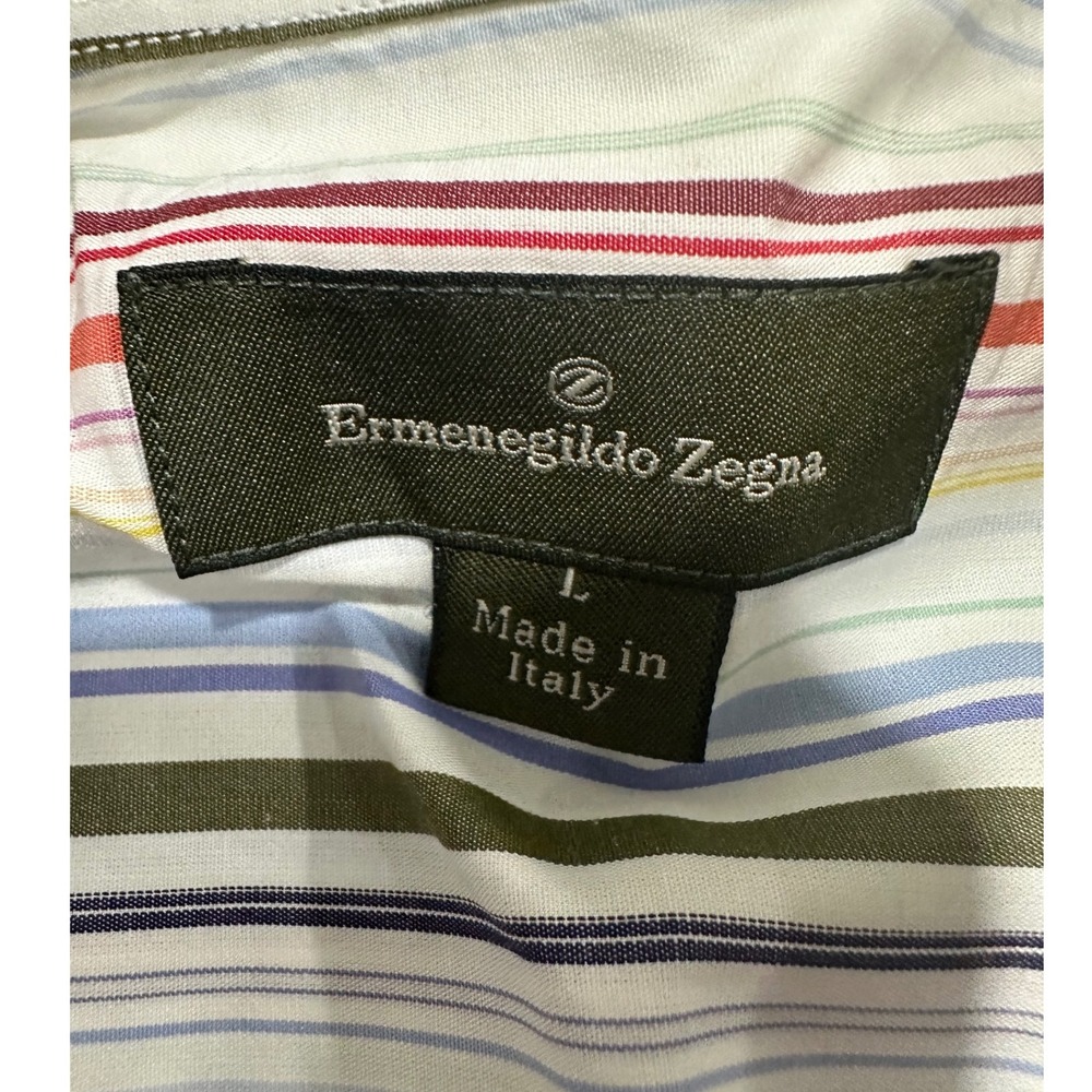 Ermenegildo Zegna Striped Button Down Dress Shirt L Italy
